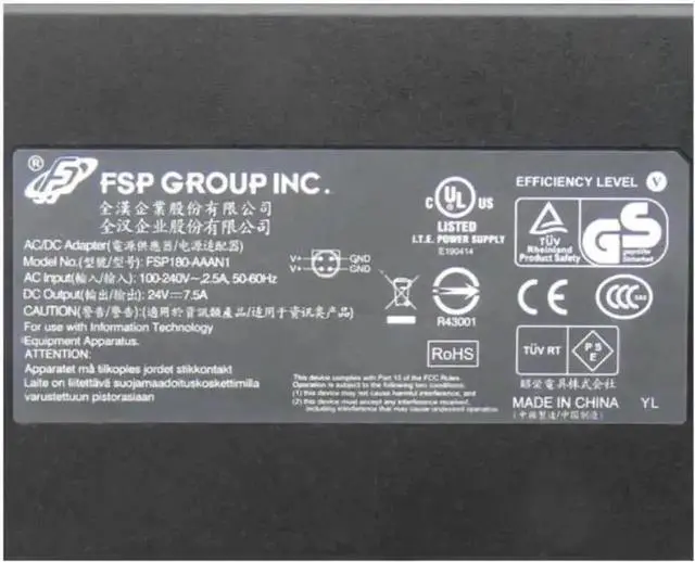 Alt view image 2 of 2 - Vszerda FSP FSP180-AAAN1 / FSP180-AAAN2 180W AC Switching Power Adapter, DC 24V 7.5A 4-Pin Connector Charger for Laptops, IPC & Embedded Devices