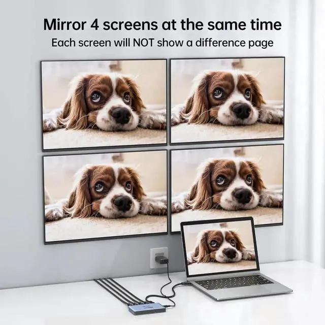 Alt view image 2 of 7 - Vszerda MT-VIKI 1 In 4 Out HDMI 2.0 Powered Splitter Mirror Distributor, 18Gbps 4K@60Hz HDR RGB 4:4:4 Video Duplicator, HDCP 2.2 Auto EDID with Power Adapter Included