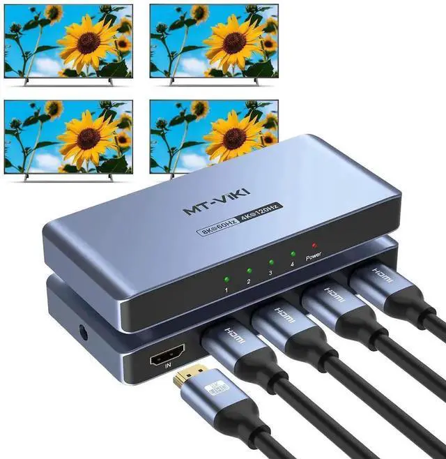 Main image of Vszerda MT-VIKI 1 In 4 Out HDMI 2.0 Powered Splitter Mirror Distributor, 18Gbps 4K@60Hz HDR RGB 4:4:4 Video Duplicator, HDCP 2.2 Auto EDID with Power Adapter Included
