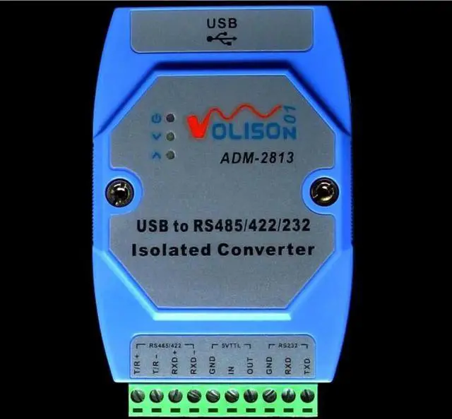 Main image of ADM-2813 Industrial Isolated Converter, FT232 Chip USB to RS485/RS422/RS232/TTL Serial Adapter, 1.5kV Optoelectronic Isolation, DIN Rail Mount, Multi-Protocol Serial Transceiver for PLC Industrial Aut