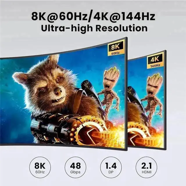 Alt view image 3 of 7 - Vszerda 2x2 HDMI DP Dual Monitor KVM Switch, 8K/4K@144Hz, 2 In 2 Out for 2 PCs & 2 Displays