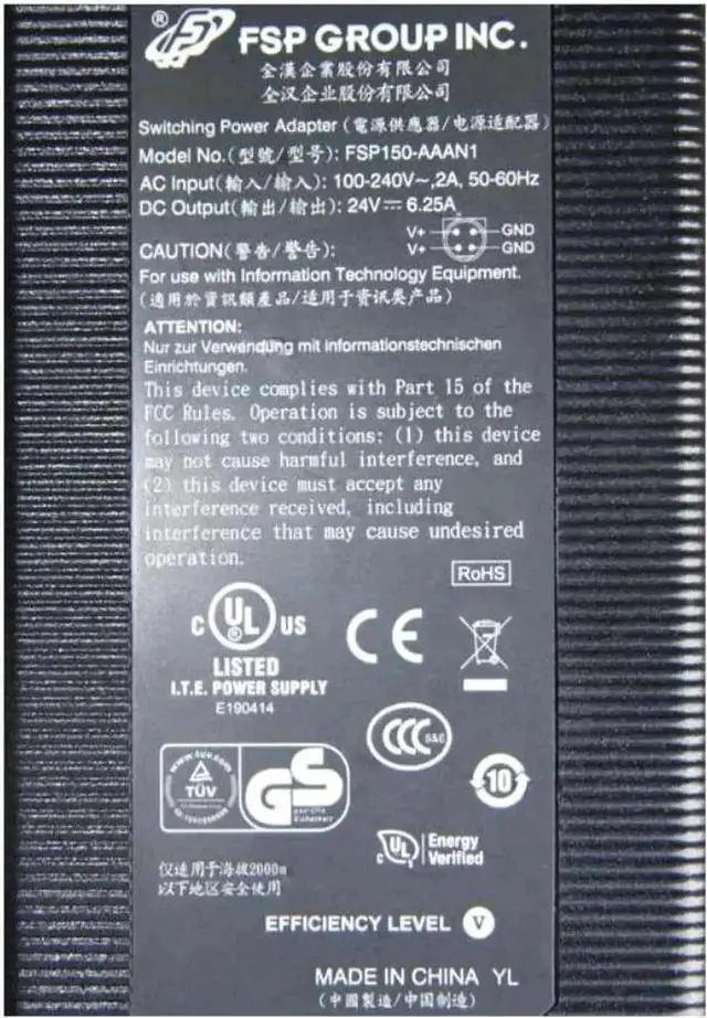 Alt view image 2 of 2 - Vszerda 24V 6.25A 150W 4PIN AC DC Power Adapter Replacement for FSP FSP150-AAAN1 FSP150-ABA, Compatible with PIONEER MAW-EM55 POS System Monitor Power Supply Charger