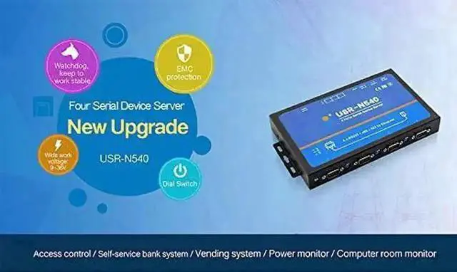 Alt view image 2 of 6 - Vszerda USR-N540 4-Port Industrial Serial to Ethernet Device Server, RS232/RS485/RS422 to RJ45 TCP/IP Converter with Modbus Gateway, DHCP & DNS Support for Industrial PLC Automation