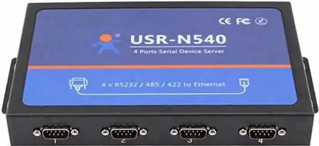 Main image of Vszerda USR-N540 4-Port Industrial Serial to Ethernet Device Server, RS232/RS485/RS422 to RJ45 TCP/IP Converter with Modbus Gateway, DHCP & DNS Support for Industrial PLC Automation