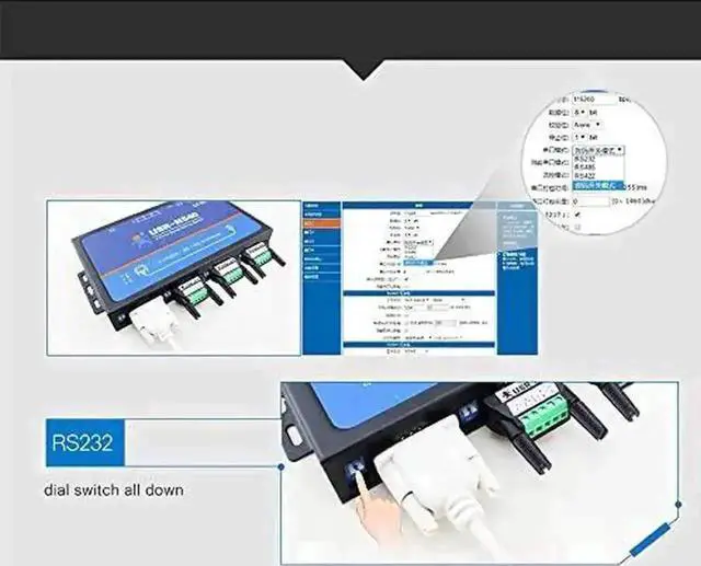 Alt view image 4 of 6 - Vszerda USR-N540 4-Port Industrial Serial to Ethernet Device Server, RS232/RS485/RS422 to RJ45 TCP/IP Converter with Modbus Gateway, DHCP & DNS Support for Industrial PLC Automation