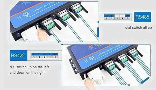Alt view image 6 of 6 - Vszerda USR-N540 4-Port Industrial Serial to Ethernet Device Server, RS232/RS485/RS422 to RJ45 TCP/IP Converter with Modbus Gateway, DHCP & DNS Support for Industrial PLC Automation