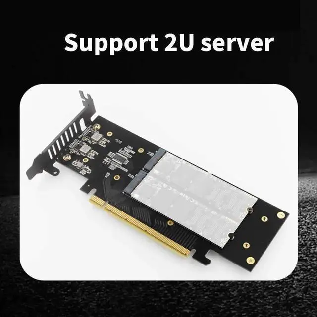 Alt view image 4 of 6 - Vszerda iHyper-Pro PCIe 4.0 Gen4 X16 to Quad M.2 NVMe Expansion Card, 4×32Gbps M-Key 2280 SSD Adapter, Support Intel VROC & NVMe RAID, Full Aluminum Heatsink, Low Profile Bracket Included