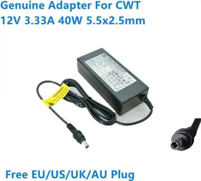 Alt view image 2 of 2 - Vszerda 40W CWT AC Power Adapter KPL-040F KPL-040F-VI, 12V 3.33A 5.5x2.5mm Barrel Tip Replacement Charger
