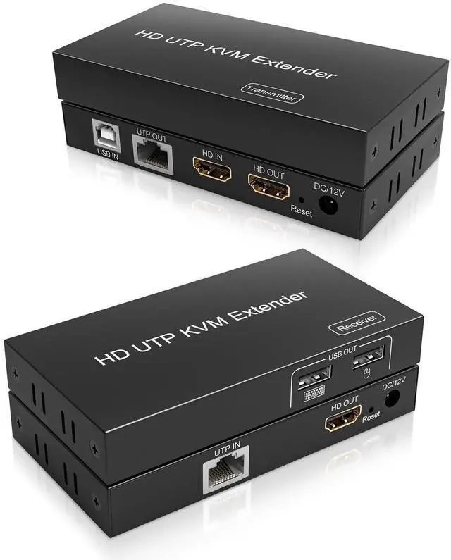 Main image of Vszerda HDMI KVM Extender Over TCP/IP Cat5e/Cat6/Cat6a/Cat7 Up to 60M/200FT, 1080P@60Hz, 2 USB2.0 Ports, Zero Latency, Cross-Platform Plug & Play