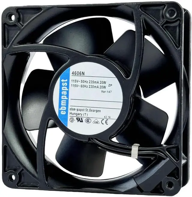 Main image of Vszerda ebmpapst 4606N All Metal High Temp Axial Cooling Fan 120×120×38mm 115V AC 50/60Hz 0.235A 2-Pin Industrial Cabinet Fan