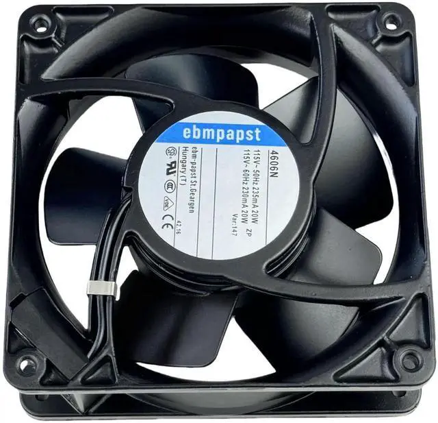 Alt view image 2 of 7 - Vszerda ebmpapst 4606N All Metal High Temp Axial Cooling Fan 120×120×38mm 115V AC 50/60Hz 0.235A 2-Pin Industrial Cabinet Fan