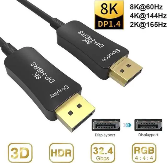 Main image of Vszerda 100FT In-Wall Optical Fiber DisplayPort 1.4 Cable, HBR3 32.4Gbps Slim Flexible DP to DP Cord Supports 8K@60Hz, 4K@144Hz for Monitor, PC, Projector