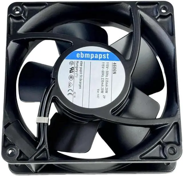 Alt view image 7 of 7 - Vszerda ebmpapst 4606N All-Metal High Temp Resistant Axial Cooling Fan, 120×120×38mm AC 115V 50/60Hz 0.235A 2-Pin Industrial Cabinet Fan