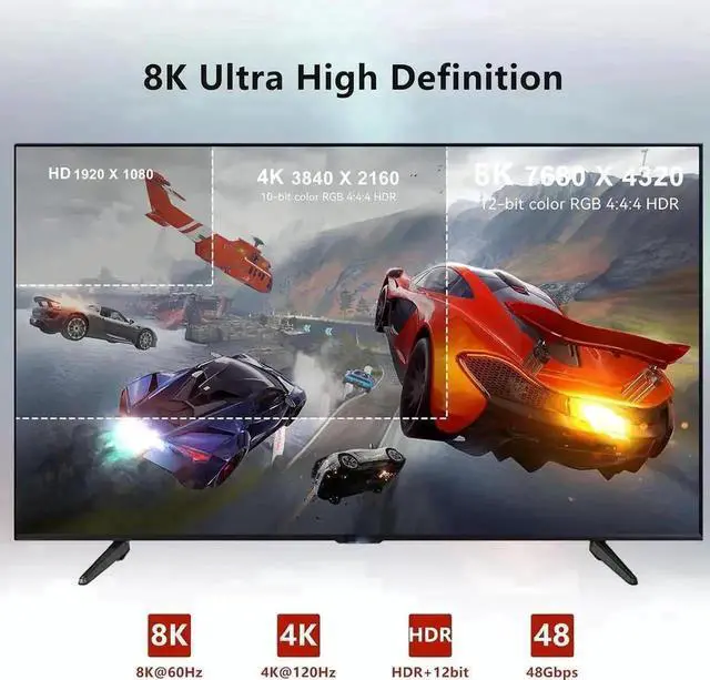 Alt view image 7 of 7 - Vszerda 100FT/30M Red Plenum-Rated Fiber Optic Gaming HDMI 2.1 Cable, 48Gbps Ultra High Speed Supports 8K@60Hz 4K@120/144Hz eARC HDR10 HDCP 2.2/2.3 3D for PS5 Roku TV HDTV Blu-ray