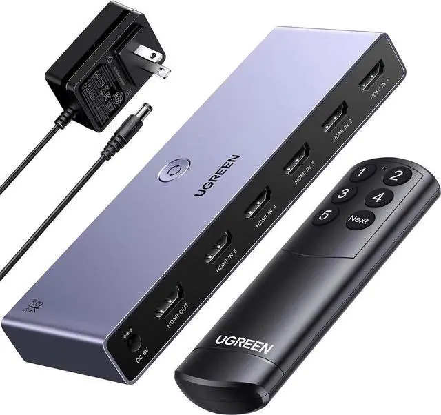 Main image of Vszerda 5 in 1 Out HDMI 2.1 Switch Aluminum, 8K@60Hz 4K@240Hz HDR10+ HDCP2.3 CEC with Power Adapter, Compatible with PS5 Xbox Switch Apple TV Fire Stick Roku