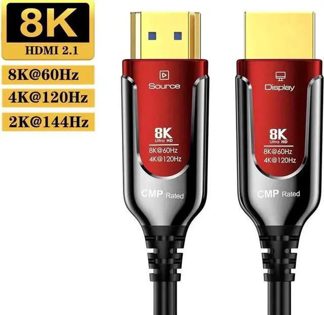 Main image of Vszerda 8K Fiber Optic Gaming HDMI 2.1 Plenum-Rated Cable, 48Gbps High Speed 3D 8K60 4K120 144Hz HDMI Cord eARC HDR10 HDCP 2.2&2.3 Compatible with Roku-TV/PS5/HDTV/Blu-ray - 100FT/30M, Red