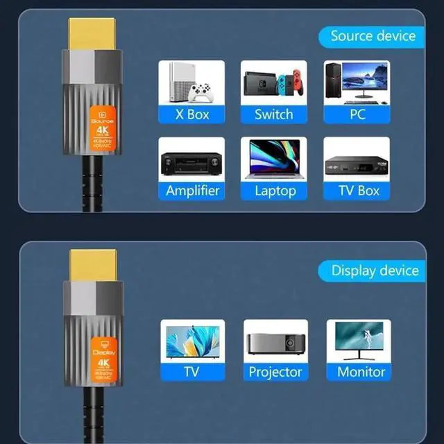Alt view image 4 of 7 - Vszerda 100 Feet HDMI Fiber Optic Cable 4K 60Hz HDMI 2.0b High Speed 18Gbps Dynamic HDR10 HDCP2.2/2.3 eARC Black 100 ft.