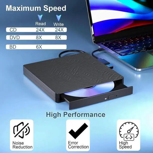 Alt view image 4 of 7 - Vszerda 5 in 1 Slim External 3D Blu Ray Drive USB3.0 Type-C Optical Burner with SD TF Card Reader & 2 USB Hubs Compatible with Windows XP/7/8/10/11 Mac OS Laptop Desktop PC