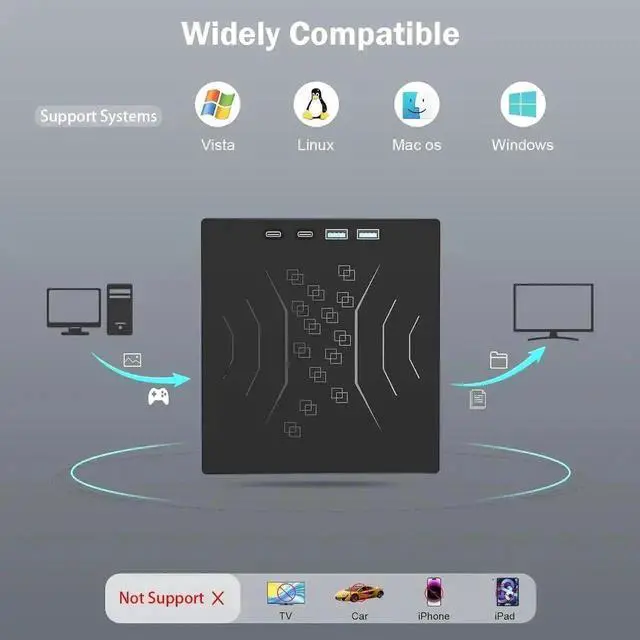 Alt view image 3 of 7 - Vszerda 7 in 1 USB 3.0 Type-C External CD DVD RW Burner Portable Optical Drive with SD TF Card Reader for Laptop Desktop Windows XP/7/8/10 Linux Mac OS