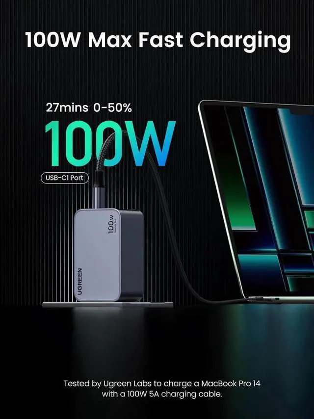 Alt view image 7 of 7 - Vszerda Nexode Pro 100W GaN USB C Charger 3-Port PPS Fast Wall Charger Compatible with MacBook iPad iPhone 17 16 15 Galaxy S25 S24 Pixel 10 9 Steam Deck