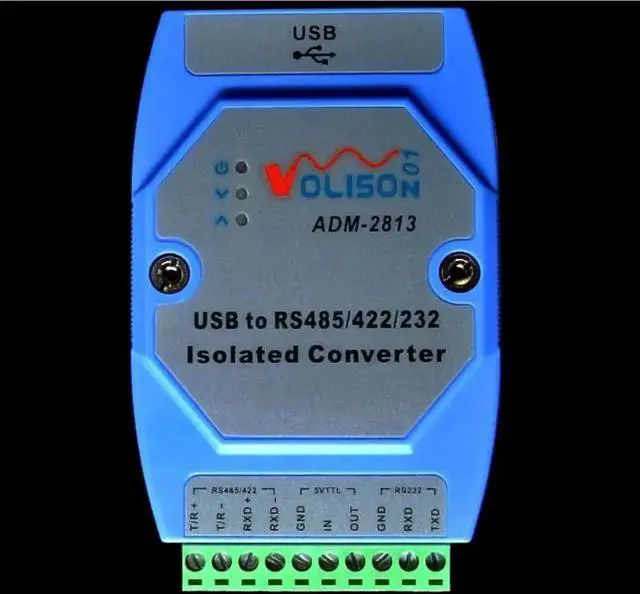 Main image of Vszerda ADM-2813 Industrial USB to RS485/RS422/RS232/TTL Serial Converter, FT232 Chip with Photoelectric Isolation, DIN Rail Mount USB Serial Adapter