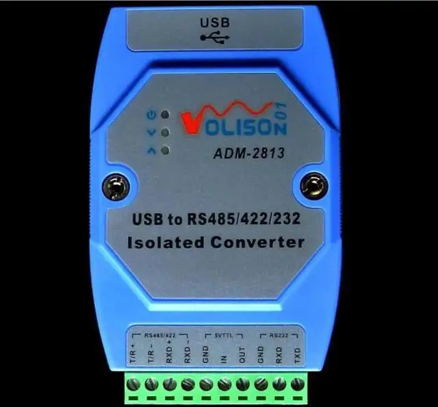 Alt view image 5 of 6 - Vszerda ADM-2813 Industrial USB to RS485/RS422/RS232/TTL Serial Converter, FT232 Chip with Photoelectric Isolation, DIN Rail Mount USB Serial Adapter