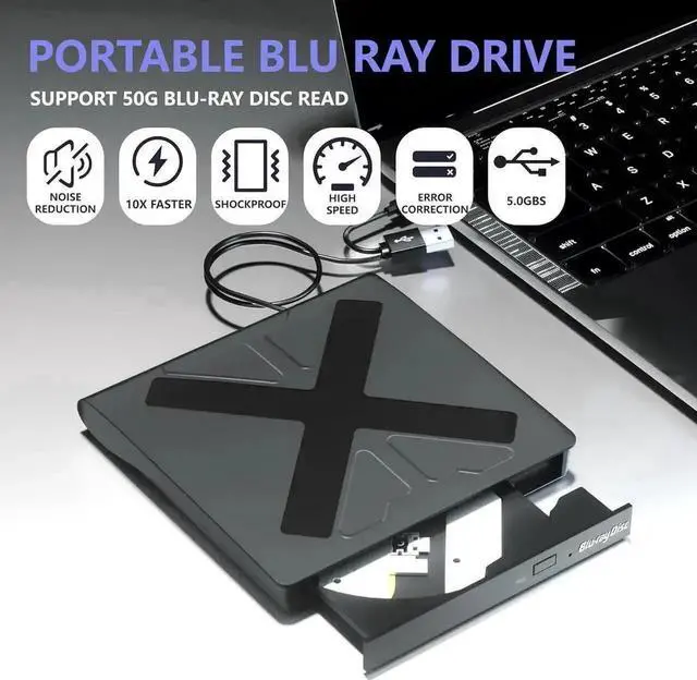 Alt view image 6 of 7 - Vszerda Portable External 3D Blu Ray Burner USB3.0 Type-C BD CD DVD Optical Drive Compatible with Windows XP/7/8/10/11 Mac OS MacBook Laptop Desktop PC