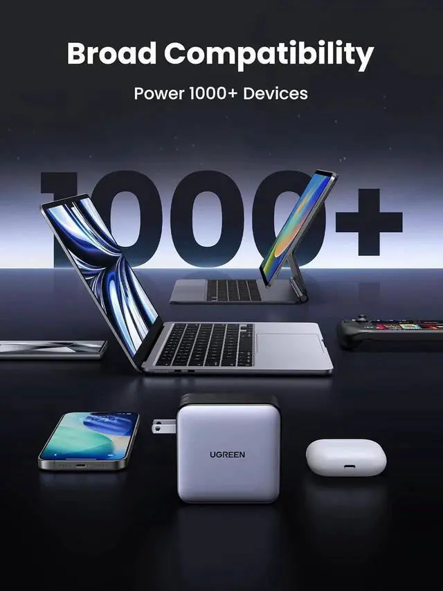 Alt view image 5 of 7 - Vszerda Nexode 100W GaN USB C Laptop Charger, 5-Port Multi Fast Charging Power Adapter Compatible with MacBook Pro/Air, iPhone 17/16/15, Galaxy S25/S24, Pixel 10/9, iPad Air, Steam Deck