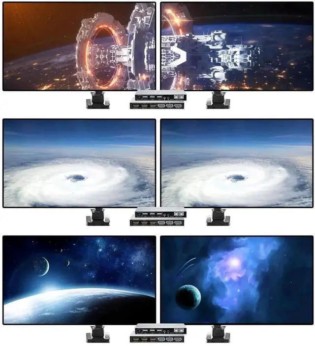 Alt view image 3 of 7 - Vszerda 2 In 2 Out Dual Monitor KVM Switch, Hybrid HDMI+DP Input & Output 4K@60Hz KVM Switcher for 2 PCs Share Two Displays