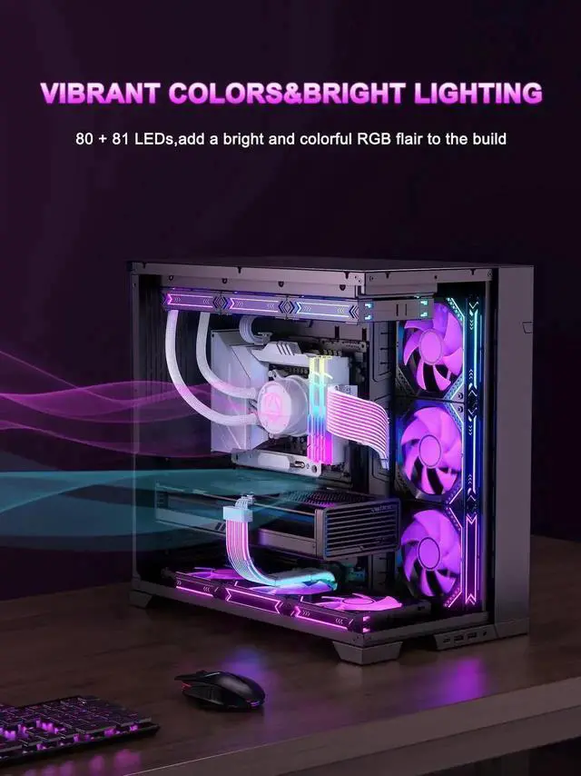 Alt view image 4 of 7 - Vszerda ARGB 12VHPWR PSU Extension Cable Kit with Flexible LED Strips, ATX 24Pin + 16Pin to Dual 8Pin GPU Power Cables for RTX 5090/5080/4080 Custom PC Modding