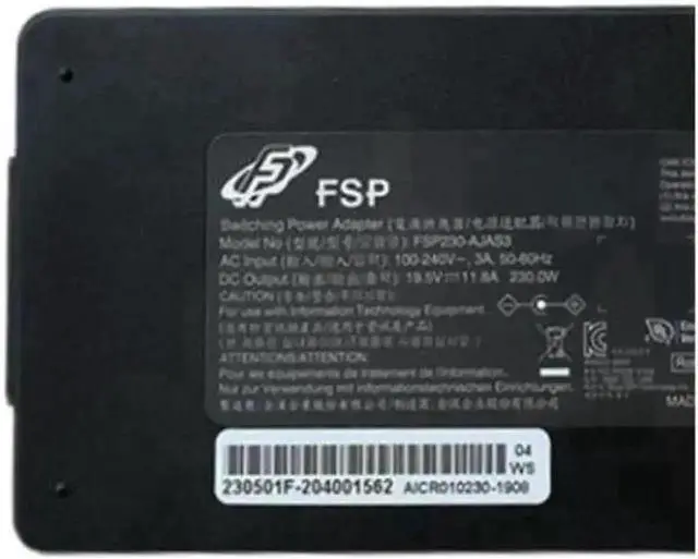 Alt view image 4 of 4 - Vszerda FSP230-AJAS3 230W Laptop AC Power Adapter Charger, 19.5V 11.8A 5.5x2.5mm Barrel Tip High Power Gaming Notebook Replacement Supply