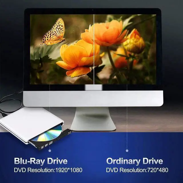 Alt view image 2 of 7 - Vszerda Silver Slim External Blu Ray DVD Drive USB3.0 Portable BD CD DVD RW Reader Writer Compatible with Windows 7/8/10 Mac OS MacBook iMac Laptop Desktop PC