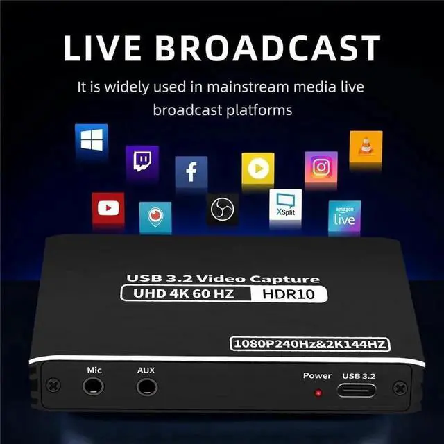 Alt view image 7 of 7 - 2K 144FPS HDMI Audio Video Capture Card, 4K@60fps Recording & 4K HDMI Loop-Out with Mic Input, Live Stream Capture Device for Gaming Streaming Video Conference Compatible with Switch PS4 OBS Camera PC