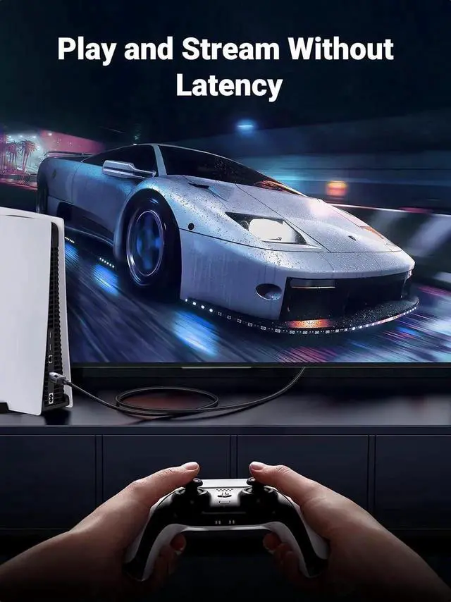 Alt view image 4 of 7 - Vszerda 65FT Cat8 Braided Ethernet Cable, 40Gbps 2000MHz Shielded RJ45 LAN Cable for Gaming PC PS5 Xbox Router Modem