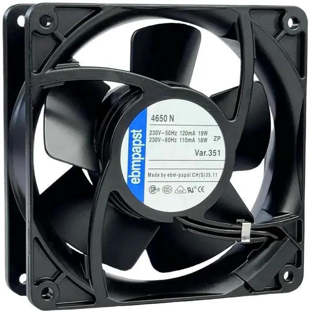 Alt view image 5 of 7 - Vszerda ebmpapst 4650N All-Metal High Temperature Resistant Axial Cooling Fan, 120×120×38mm AC 230V 50/60Hz 0.12A 2-Pin Industrial Cabinet Fan