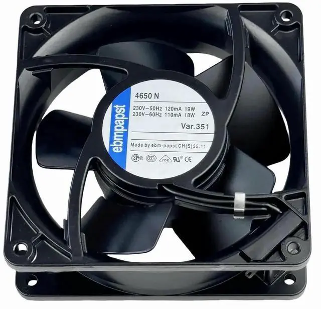 Alt view image 4 of 7 - Vszerda ebmpapst 4650N All-Metal High Temperature Resistant Axial Cooling Fan, 120×120×38mm AC 230V 50/60Hz 0.12A 2-Pin Industrial Cabinet Fan