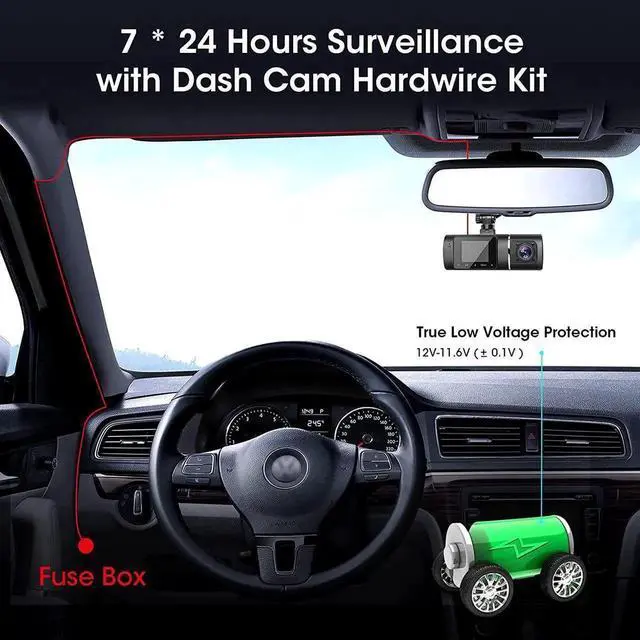 Alt view image 3 of 7 - Vszerda Dual 1080P Front & Cabin Dash Cam with Hardwire Kit, Infrared Night Vision WDR Car Driving Recorder, G-Sensor, Parking Monitor & Loop Recording for Taxi & Rideshare Vehicles