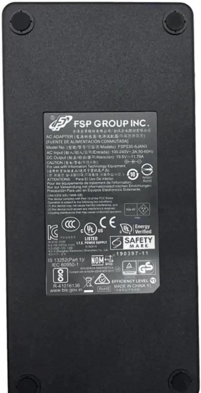 Alt view image 3 of 3 - FSP FSP230-AJAN3 230W AC Power Adapter 19.5V 11.79A Replacement Charger Compatible with GALLERIA GCR2070RGF-QC-B GCR1660TGF-QC-G, AOC AG353UCG Gaming Monitor, XPG Xenia 15, Intel NUC & Tongfang QC7 Mi