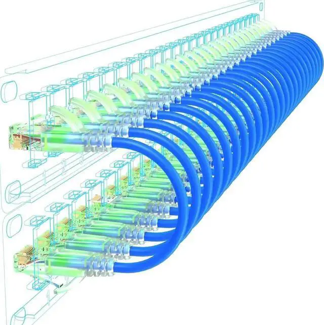 Main image of Vszerda 24 Pack 2ft Blue Slim Cat6a Ethernet Patch Cables, 28AWG Pure Copper 10Gbps 550MHz Network Cord