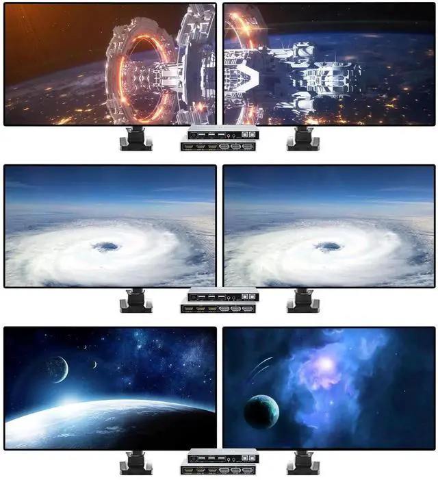 Alt view image 6 of 7 - Vszerda Dual Monitor KVM Switch 2 In 2 Out, Hybrid DP+HDMI Input & Output 4K@60Hz KVM Switcher for 2 Computers Share Two Monitors