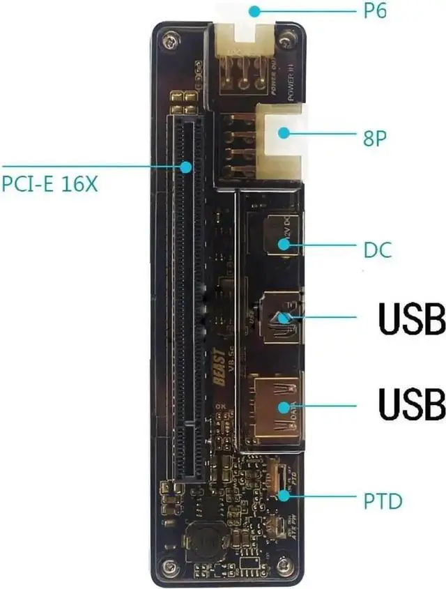 Alt view image 4 of 7 - Vszerda EXP GDC Beast Series Expresscard External GPU Dock, Laptop PCIe Graphics Docking Station, Mini PCI-E & M.2 A Key Compatible, No Built-in Power