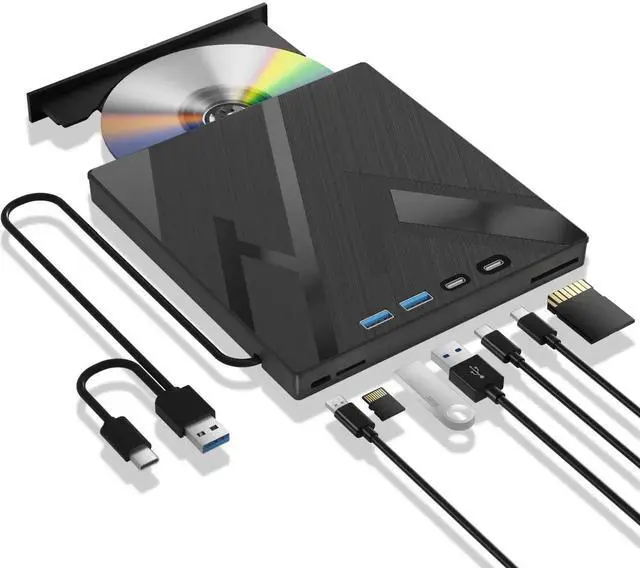 Main image of Vszerda 7-in-1 External Blu Ray Burner USB3.0 Type-C Optical Drive with SD TF Card Reader, Supports 100G BDXL Disc R/W Compatible with Windows Linux Mac OS Laptop Desktop PC