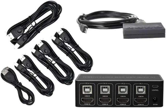 Alt view image 4 of 4 - Vszerda 4 Port 4-In-1-Out HDMI KVM Switch, 4K@30Hz 1080P@60Hz USB KVM Switcher for 4 PCs Laptops, Share Monitor Keyboard Mouse, Support Win7 Win10 Mac