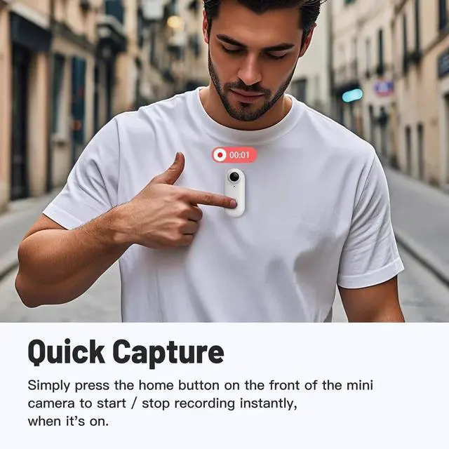 Alt view image 5 of 7 - Vszerda 64GB 1080P FHD Mini Wearable Body Camera, Thumb-Size Hands Free Mountable Portable Camcorder for Pet Walking, Work & Travel, White