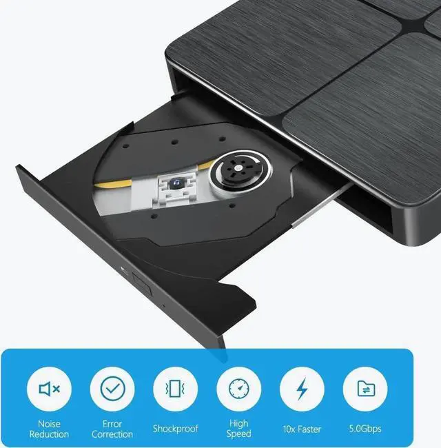 Alt view image 4 of 7 - Vszerda Portable External Blu Ray Drive USB3.0 Type-C 3D BD Reader Writer Slim Optical Drive Compatible with Windows XP/7/8/10/11 Mac OS Laptop Desktop PC