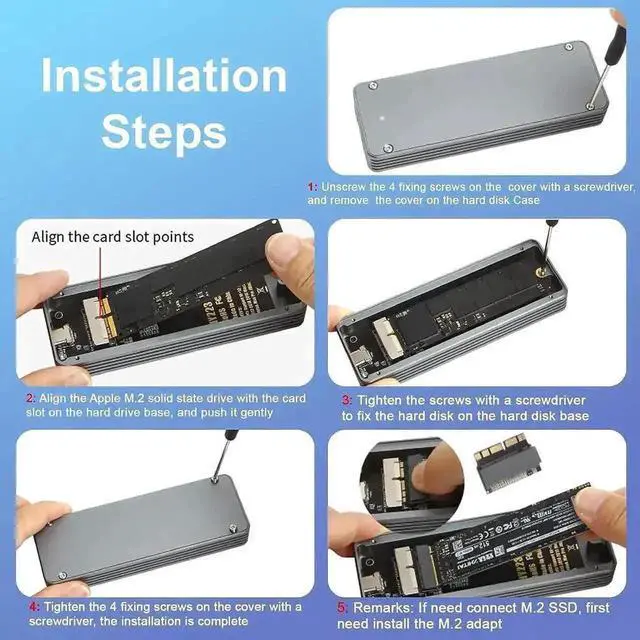 Alt view image 4 of 7 - Vszerda Aluminum USB-C 3.2 Enclosure for 12+16Pin 2013-2017 Apple MacBook SSD