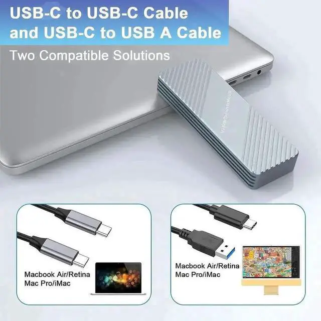 Alt view image 6 of 7 - Vszerda Aluminum USB-C 3.2 Enclosure for 12+16Pin 2013-2017 Apple MacBook SSD