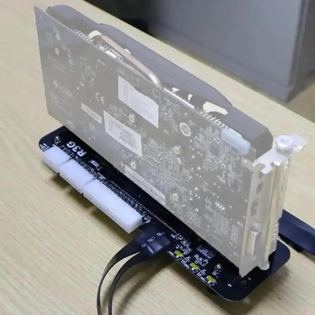 Alt view image 5 of 7 - Vszerda R43SG PCIe 4.0 x4 NVMe M.2 Key M External GPU Stand Bracket, 64Gbps Riser Cable 50CM for GTX 1660 & Up Graphics Cards