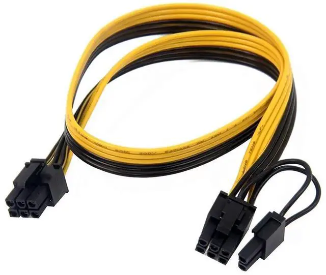 Alt view image 5 of 6 - Vszerda 6 Pack 90cm PCIe 6Pin to 6+2Pin GPU Power Converter Cable for Server BTC Mining Rig