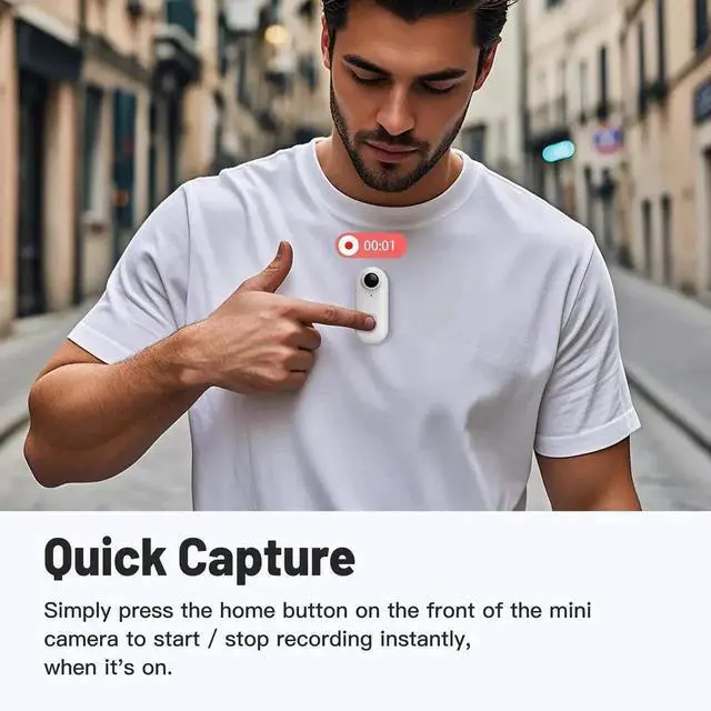 Alt view image 2 of 7 - Vszerda White 64GB 1080P FHD Mini Wearable Body Camera, Thumb-Size Hands-Free Mountable Action Camcorder for Pet Walking Work Travel Recording